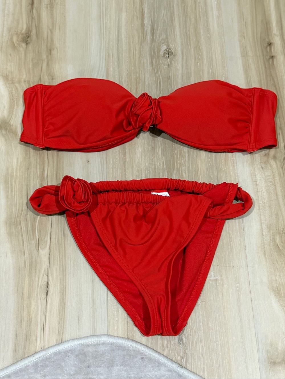 Red Bandeau Bikini Set - Women Swim